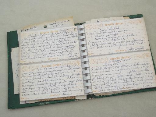 photo of 60s vintage metal Recipes box & lot of hand written & typed recipe cards #8