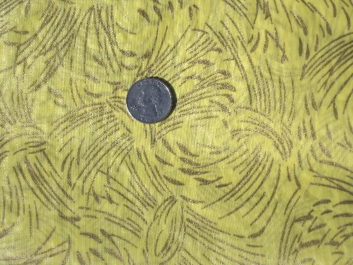 photo of 60s vintage nylon fabric, crisp windowpane check in yellow w/ metallic gold #1