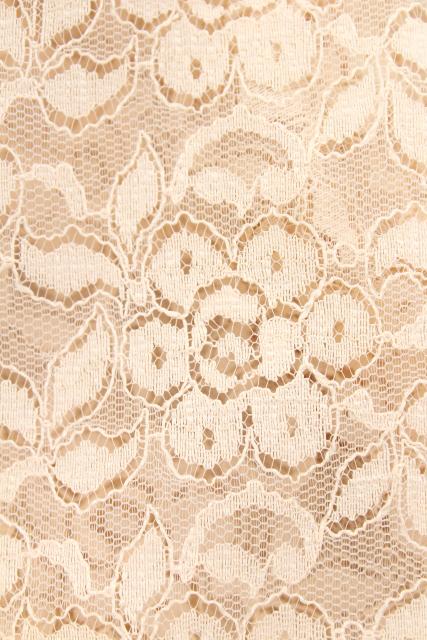 photo of 60s vintage nylon lace cloth, banquet size tablecloth, deep ivory or ecru lace #5