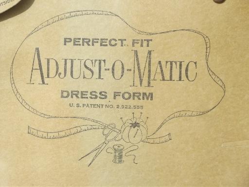 photo of 60s vintage paper dress form, Perfect Fit Adjust-O-Matic mannequin torso #16