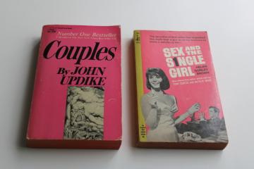 catalog photo of 60s vintage paperbacks Couples John Updike, Sex & The Single Girl Helen Gurley Brown 