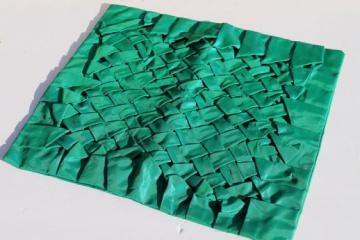 catalog photo of 60s vintage pillow cover, woven textured cushion cover in teal green taffeta moire