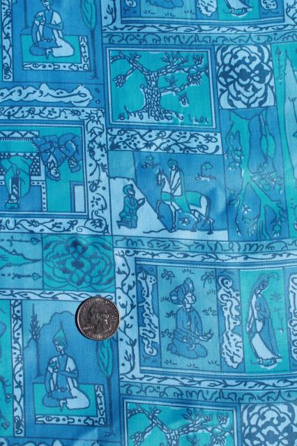 photo of 60s vintage polished cotton fabric, mod fairy tale scenes from Arabian Nights #1