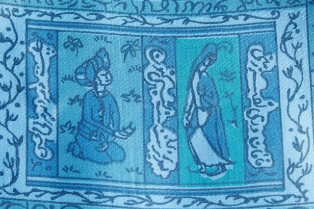 photo of 60s vintage polished cotton fabric, mod fairy tale scenes from Arabian Nights #5