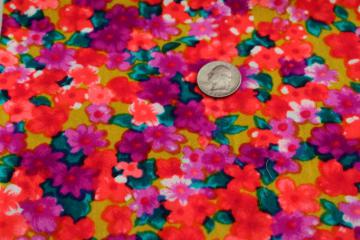 photo of 60s vintage poly challis fabric, flower power girly floral psychedelic colors