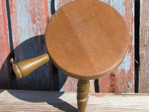 photo of 60s vintage primitive wood 3 legged milking stool or country plant stand #2