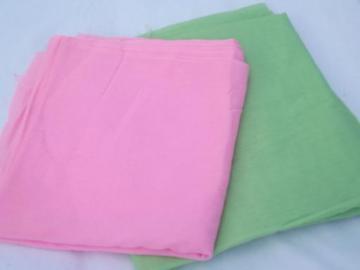 catalog photo of 60s vintage sheer fabric, pink and mint green poly voile for curtains etc.