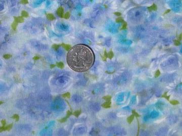 catalog photo of 60s vintage sheer nylon or poly fabric, soft floral print in blues