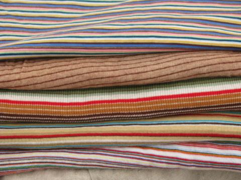 photo of 60s-70s retro striped cotton/poly ribbed jersey t-shirt knit fabric lot #1