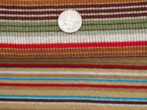 photo of 60s-70s retro striped cotton/poly ribbed jersey t-shirt knit fabric lot #3