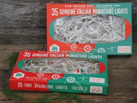 photo of 60s-70s vintage mini lights, retro Christmas tree light sets, made in Italy #1