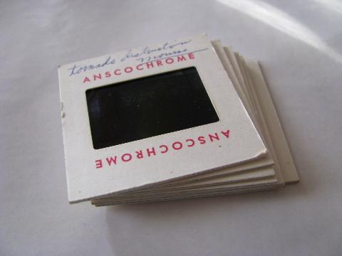 photo of 7 vintage 35mm photo slides, F2 tornado and storm damage from Palm Sunday April 11, 1965 tornado, Monroe, Wisconsin #1