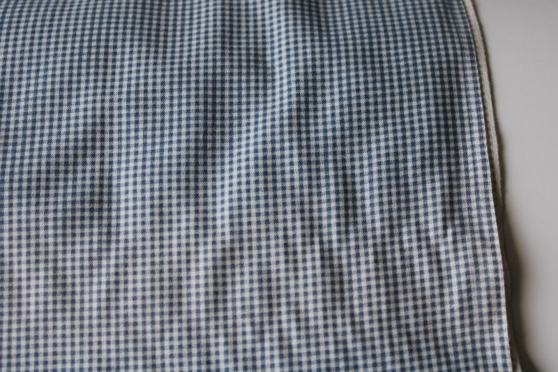 photo of 7 yards faded blue mini checks gingham print cotton fabric, 70s 80s vintage #2