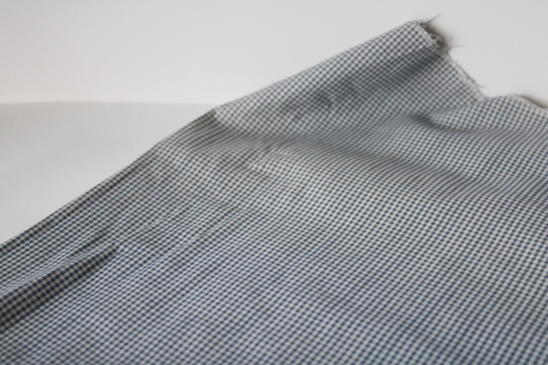 photo of 7 yards faded blue mini checks gingham print cotton fabric, 70s 80s vintage #7