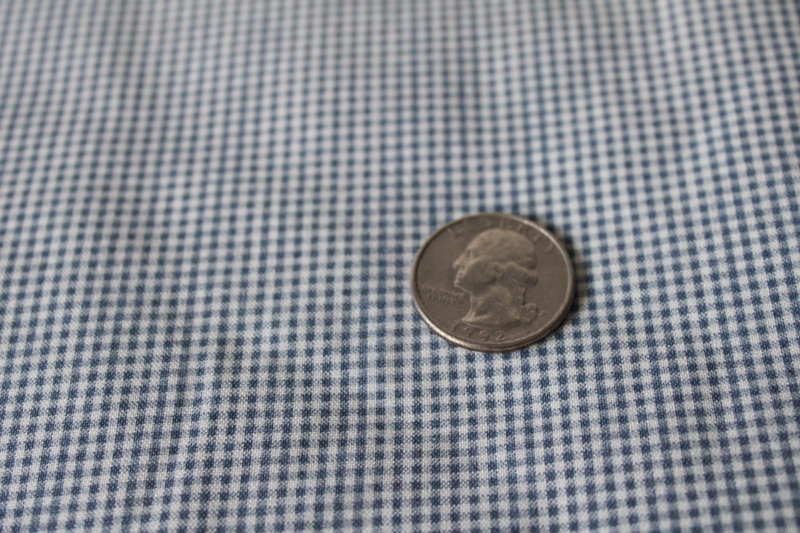 photo of 7 yards faded blue mini checks gingham print cotton fabric, 70s 80s vintage #8