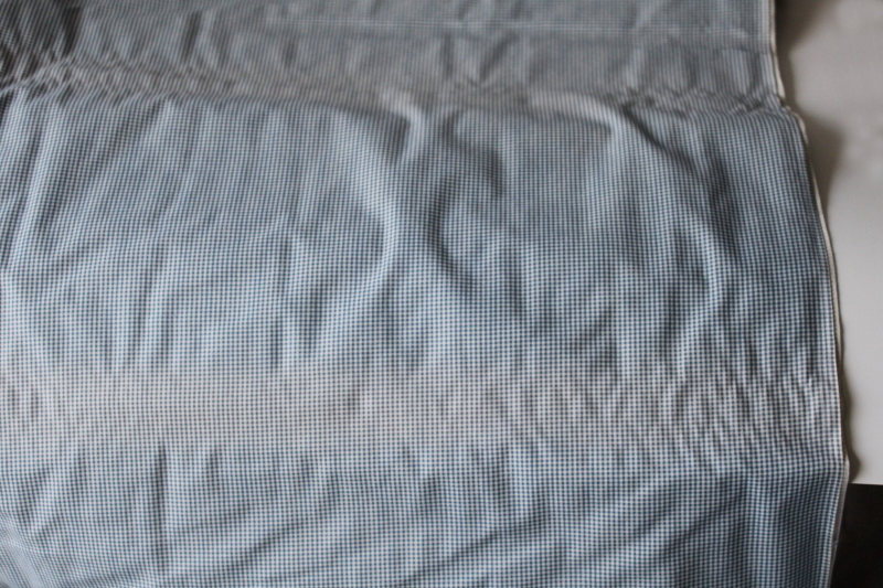photo of 7 yards faded blue mini checks gingham print cotton fabric, 70s 80s vintage #11