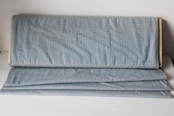 catalog photo of 7 yards faded blue mini checks gingham print cotton fabric, 70s 80s vintage 