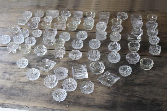 photo of 70 antique and vintage pressed pattern glass salt cellars, salts dips dishes #2