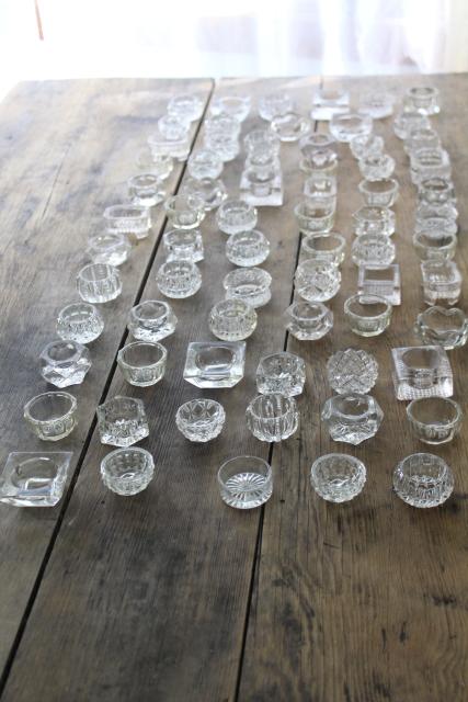 photo of 70 antique and vintage pressed pattern glass salt cellars, salts dips dishes #4