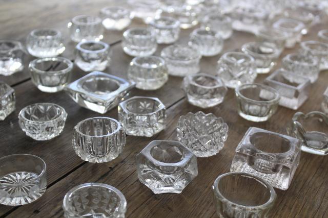 photo of 70 antique and vintage pressed pattern glass salt cellars, salts dips dishes #5