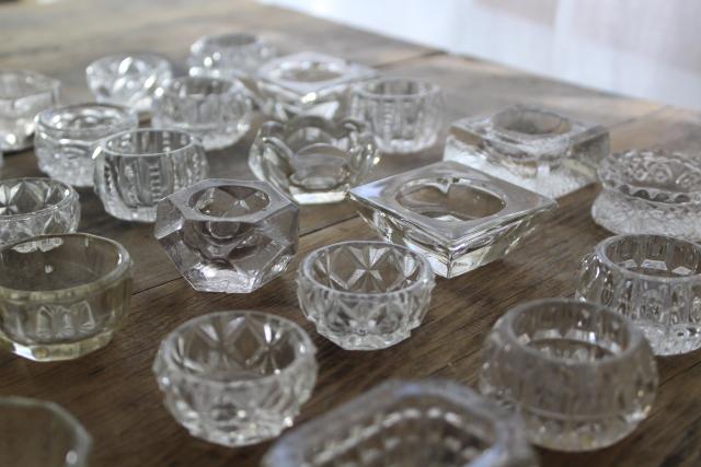 photo of 70 antique and vintage pressed pattern glass salt cellars, salts dips dishes #7