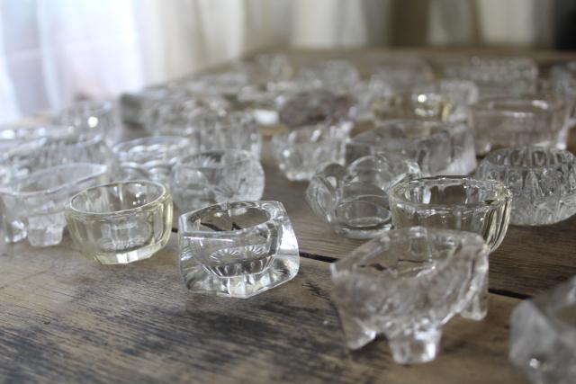 photo of 70 antique and vintage pressed pattern glass salt cellars, salts dips dishes #9