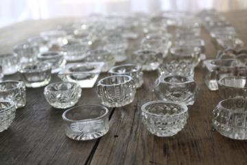 catalog photo of 70 antique and vintage pressed pattern glass salt cellars, salts dips dishes