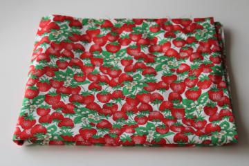 70s 80s vintage Concord quilting weight cotton fabric, all over red strawberries print