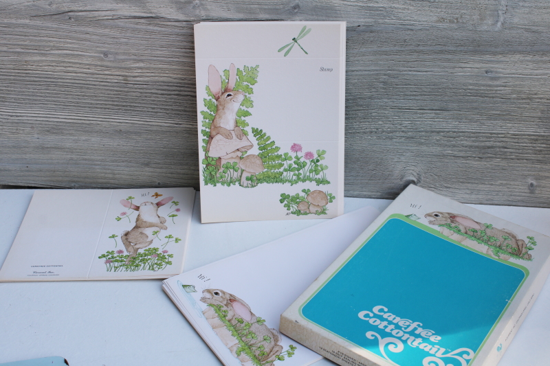 photo of 70s 80s vintage Current stationery fold over cards & letter paper Cottontail bunny #1