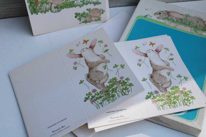 photo of 70s 80s vintage Current stationery fold over cards & letter paper Cottontail bunny #2