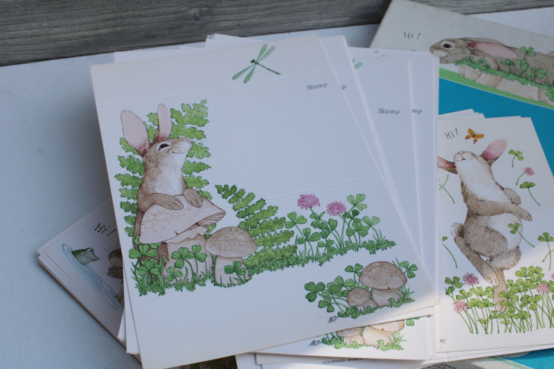 photo of 70s 80s vintage Current stationery fold over cards & letter paper Cottontail bunny #3