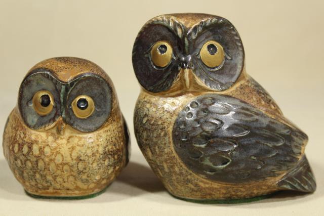 photo of 70s 80s vintage Japan ceramic owls, rustic earth tone natural woodland colors #3