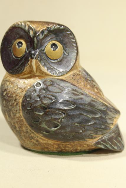 photo of 70s 80s vintage Japan ceramic owls, rustic earth tone natural woodland colors #5