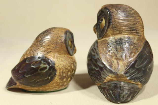 photo of 70s 80s vintage Japan ceramic owls, rustic earth tone natural woodland colors #7