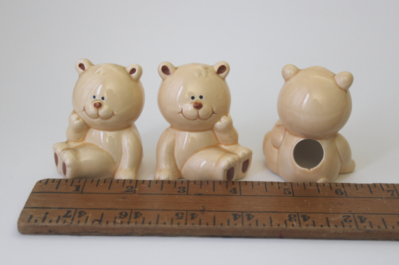 photo of 70s 80s vintage Josef Originals teddy bears S&P shakers toothpick holder #1