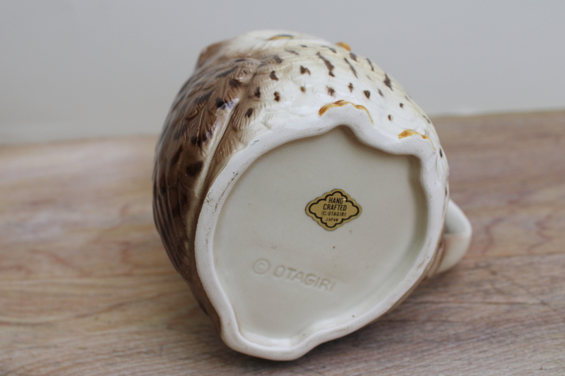 photo of 70s 80s vintage Otagiri Japan ceramic owl mug, cute for a planter pot #3