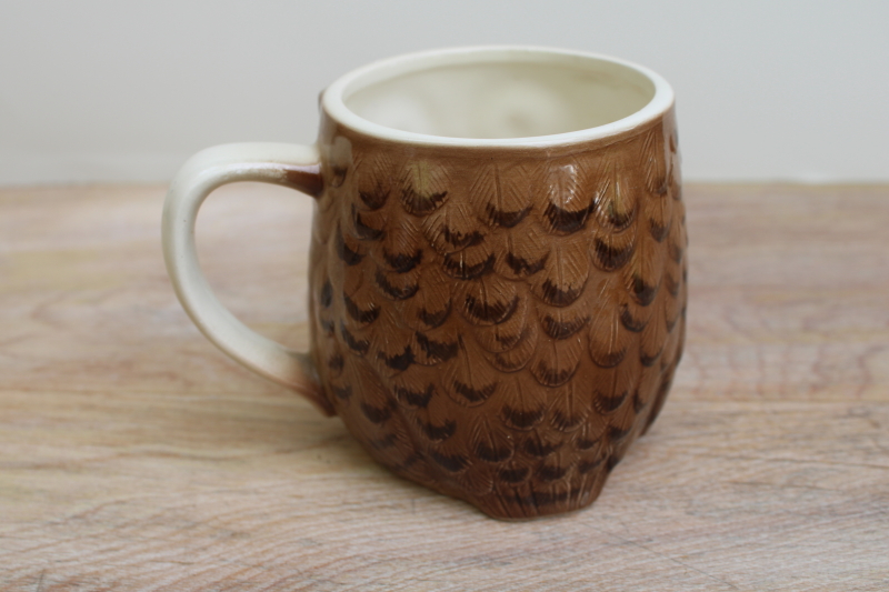 photo of 70s 80s vintage Otagiri Japan ceramic owl mug, cute for a planter pot #4