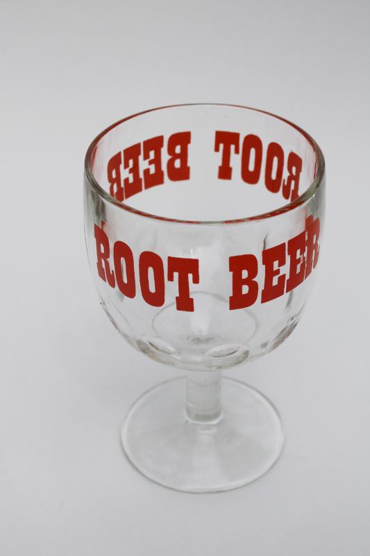 photo of 70s 80s vintage ROOT BEER glass, big retro beer glass style goblet #1