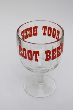 catalog photo of 70s 80s vintage ROOT BEER glass, big retro beer glass style goblet