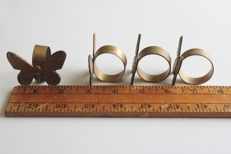 photo of 70s 80s vintage brass butterfly napkin holders, solid brass rings & butterflies  #4