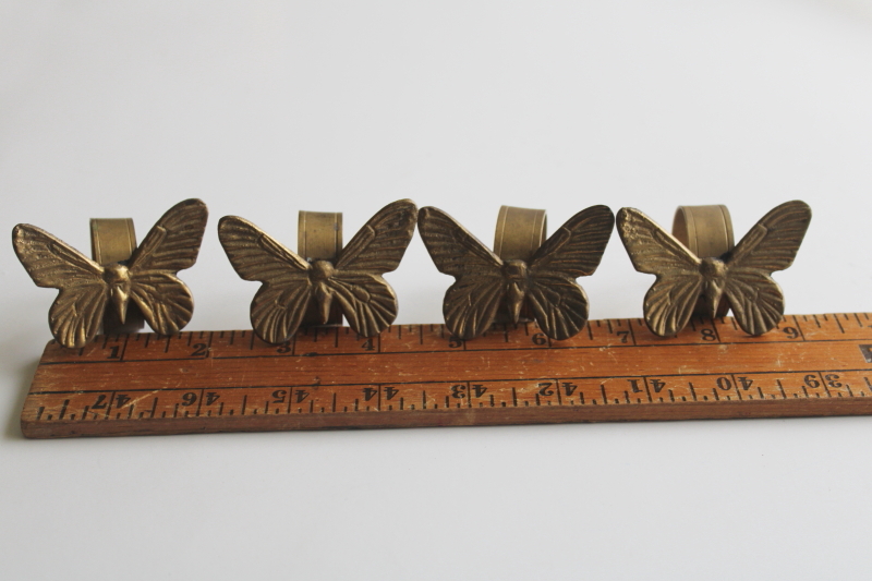 photo of 70s 80s vintage brass butterfly napkin holders, solid brass rings & butterflies  #5