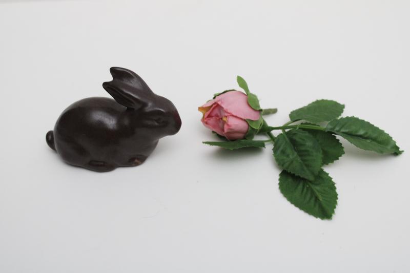 photo of 70s 80s vintage ceramic figurine, china chocolate rabbit, Easter bunny! #2