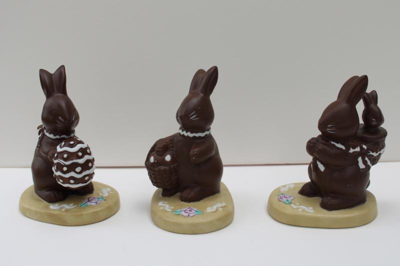 photo of 70s 80s vintage ceramic figurines, china chocolate rabbits, Easter bunnies! #1