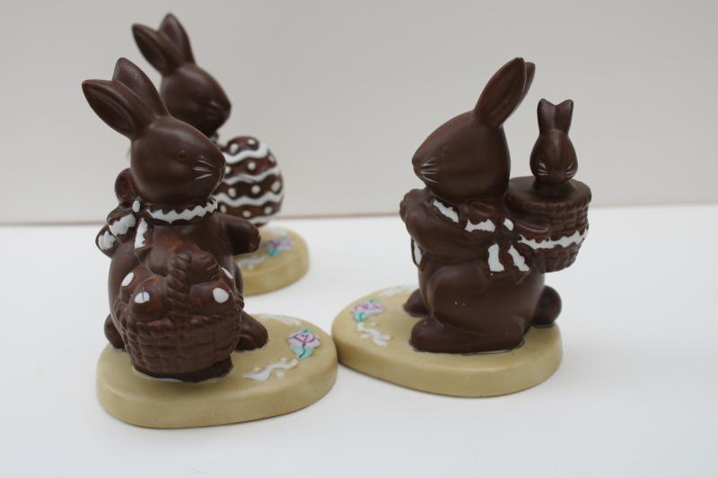 photo of 70s 80s vintage ceramic figurines, china chocolate rabbits, Easter bunnies! #4