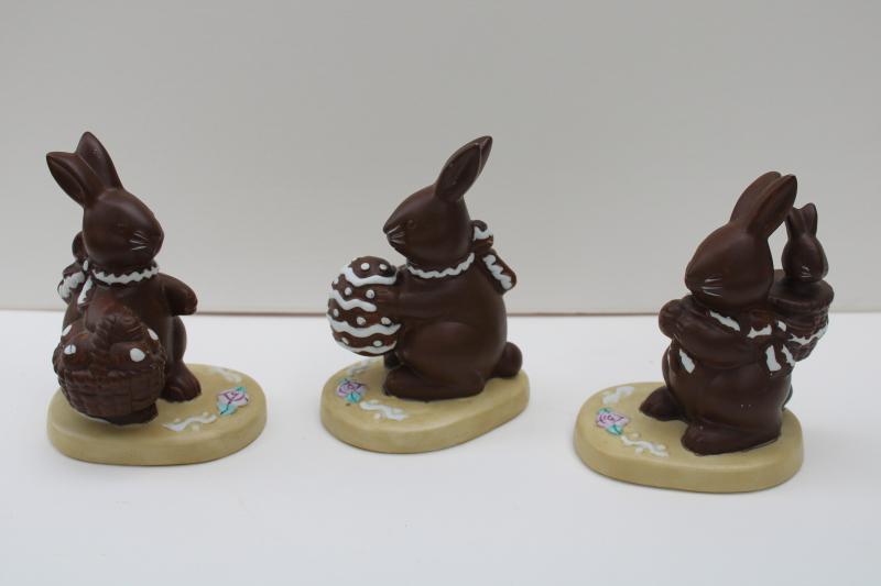 photo of 70s 80s vintage ceramic figurines, china chocolate rabbits, Easter bunnies! #6