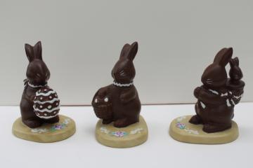 catalog photo of 70s 80s vintage ceramic figurines, china chocolate rabbits, Easter bunnies!