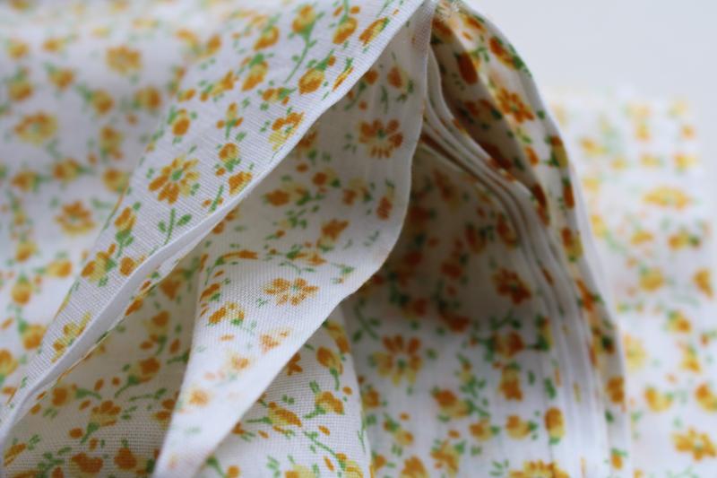 photo of 70s 80s vintage cotton fabric, prairie girl floral tiny print gold flowers on white #2