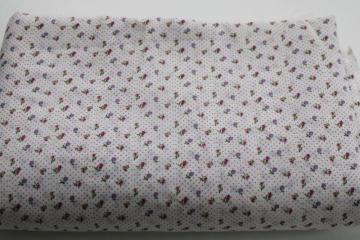 70s 80s vintage cotton poly fabric, tiny print flowers & pin dots in pink & purple