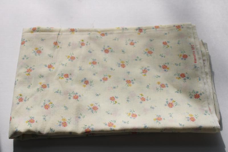 photo of 70s 80s vintage fabric, prairie girl tiny floral print flowers on yellow #1