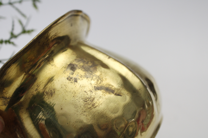 photo of 70s 80s vintage hammered brass planter pots large & small, bright shiny gold brass never used  #6